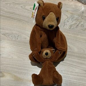 Brown Plush Mama and Baby Bear Toy - Soft Stuffed Animal